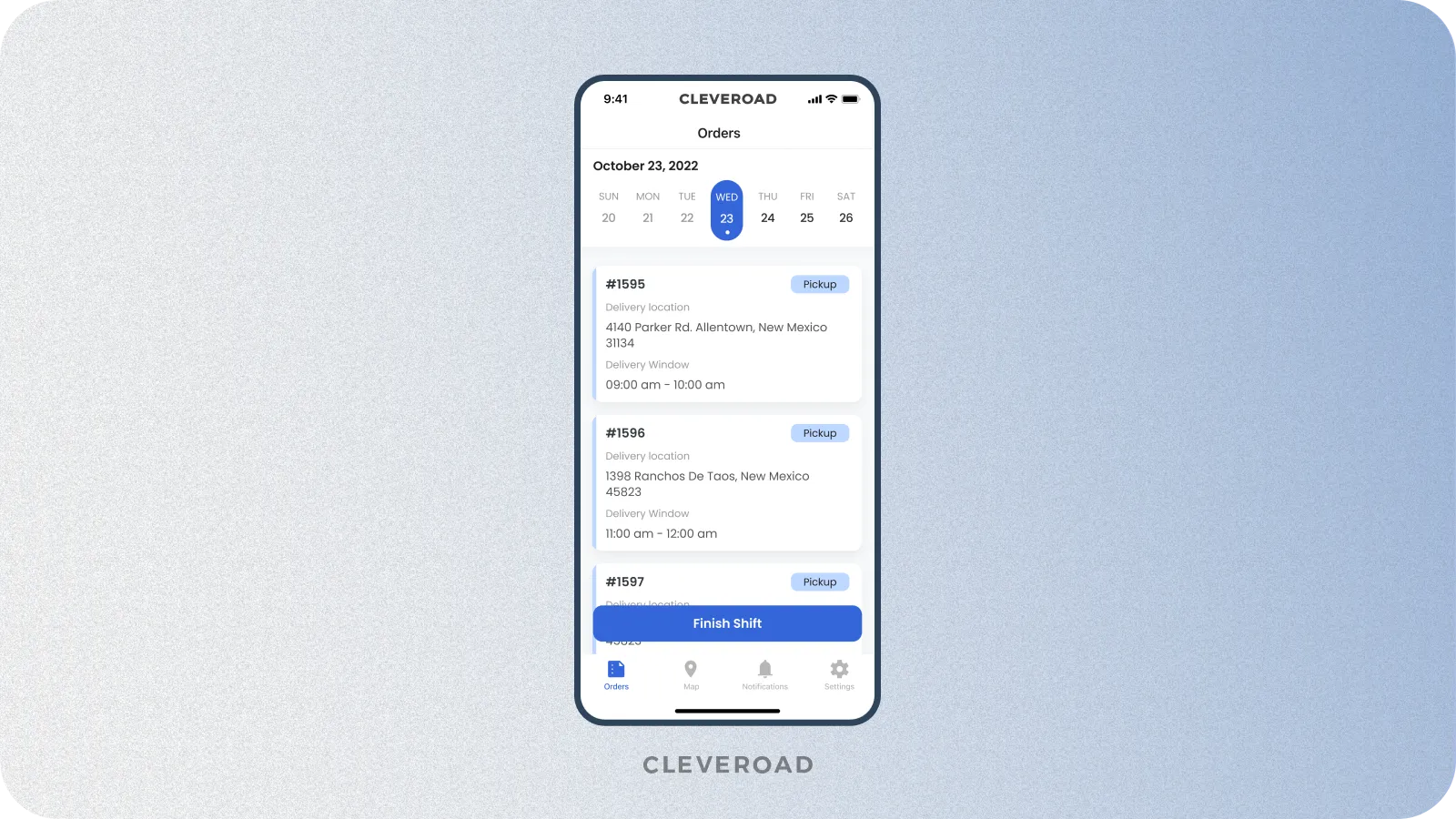 Shipment management functionality built by Cleveroad