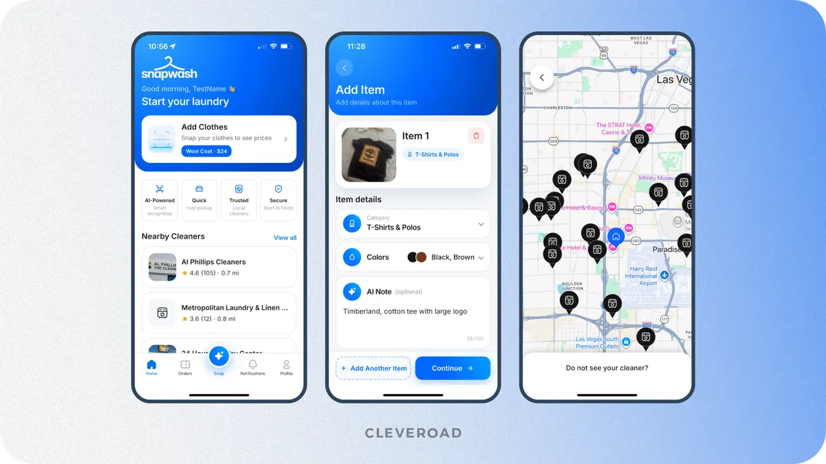 SnapWash application built by Cleveroad