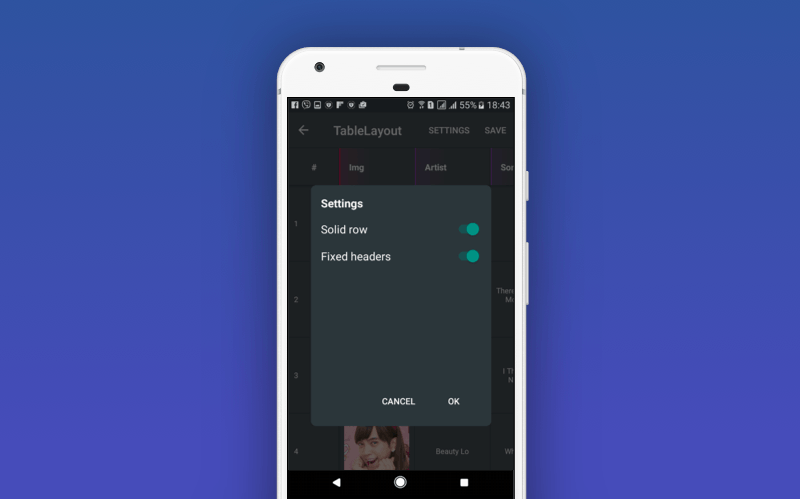 Solid row and fixed header feature
