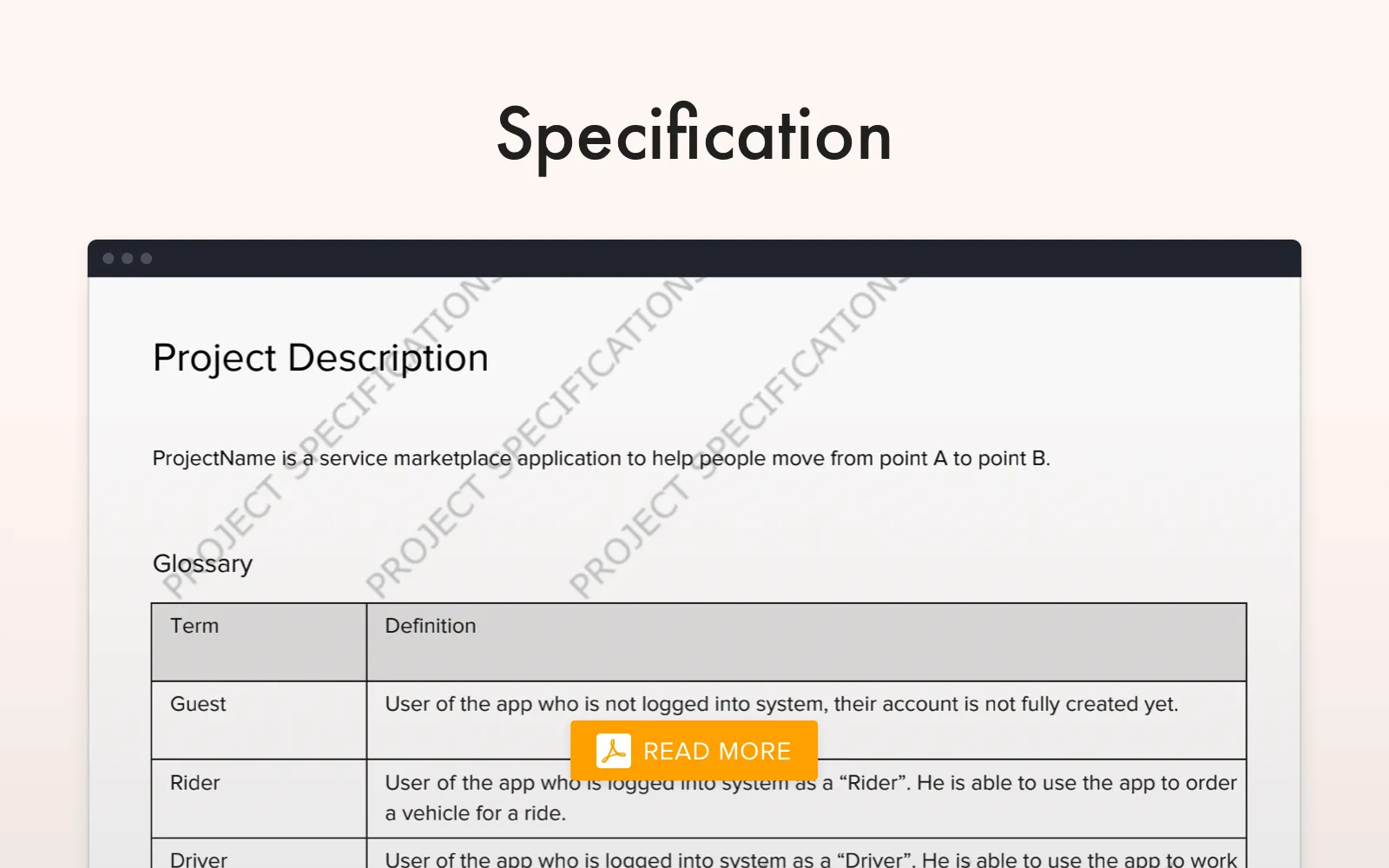 Specification example