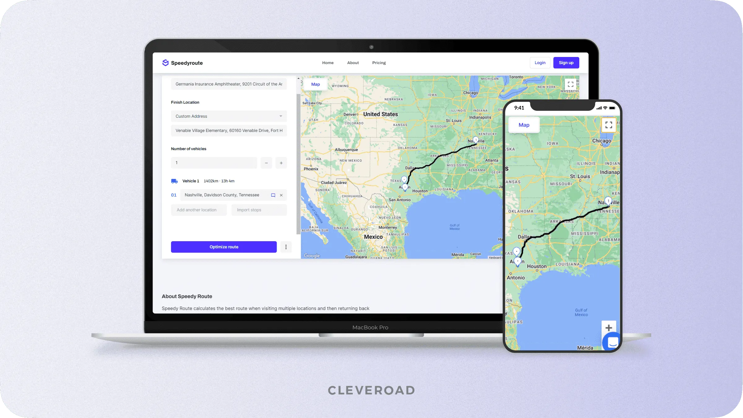 SpeedyRoute interface