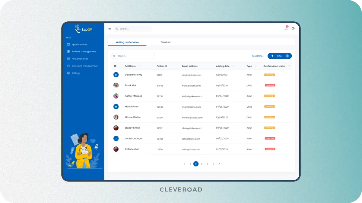 Telemedicine app interface by Cleveroad
