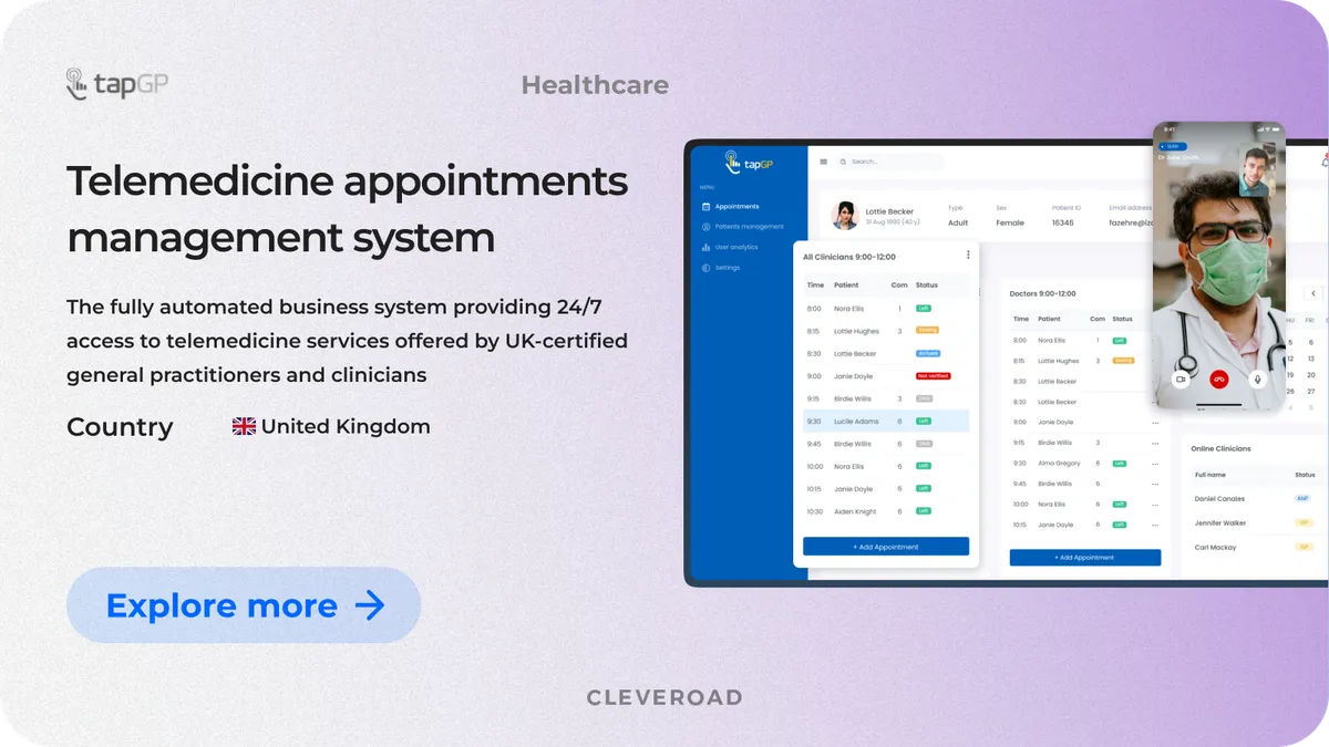 Telemedicine system by Cleveroad