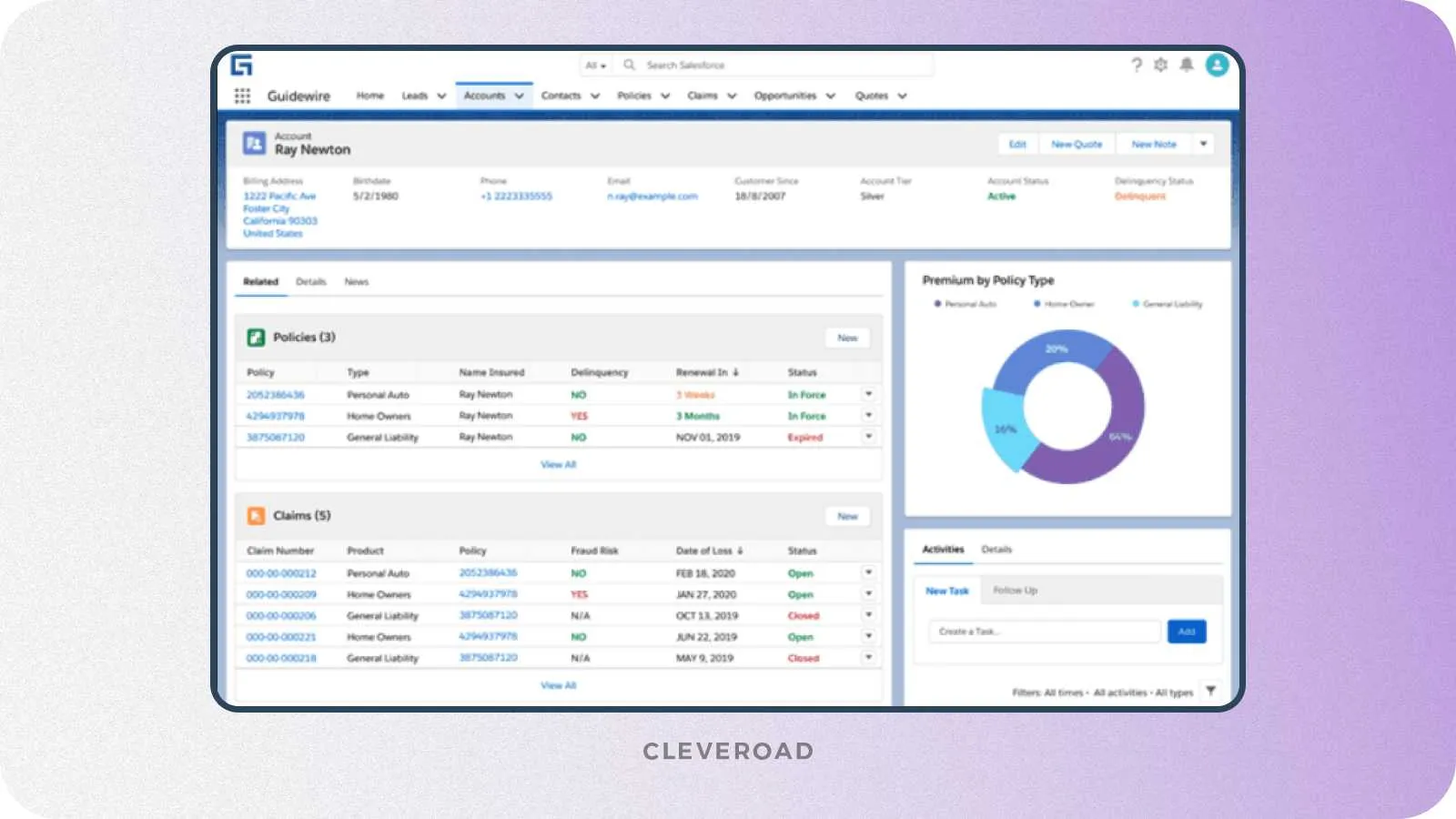 The claims processing feature (source: Geico)