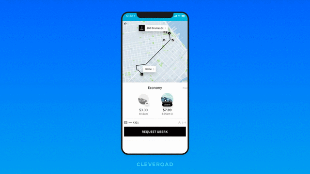 The current design of the request screen in Uber