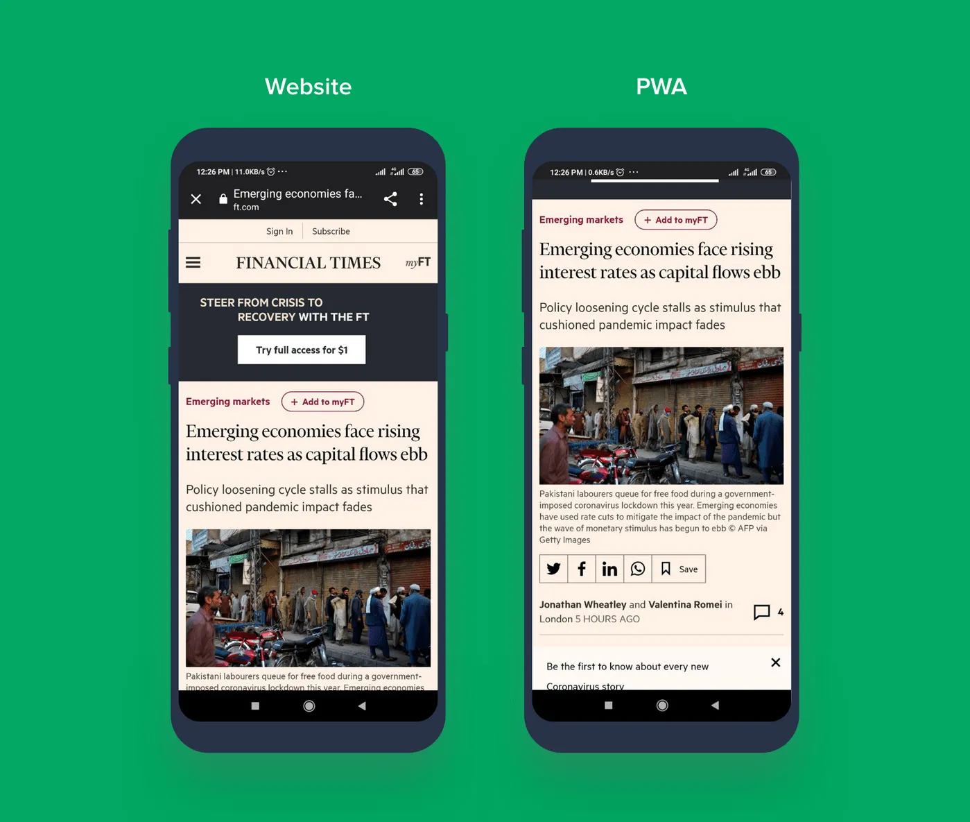 The difference between PWA and website