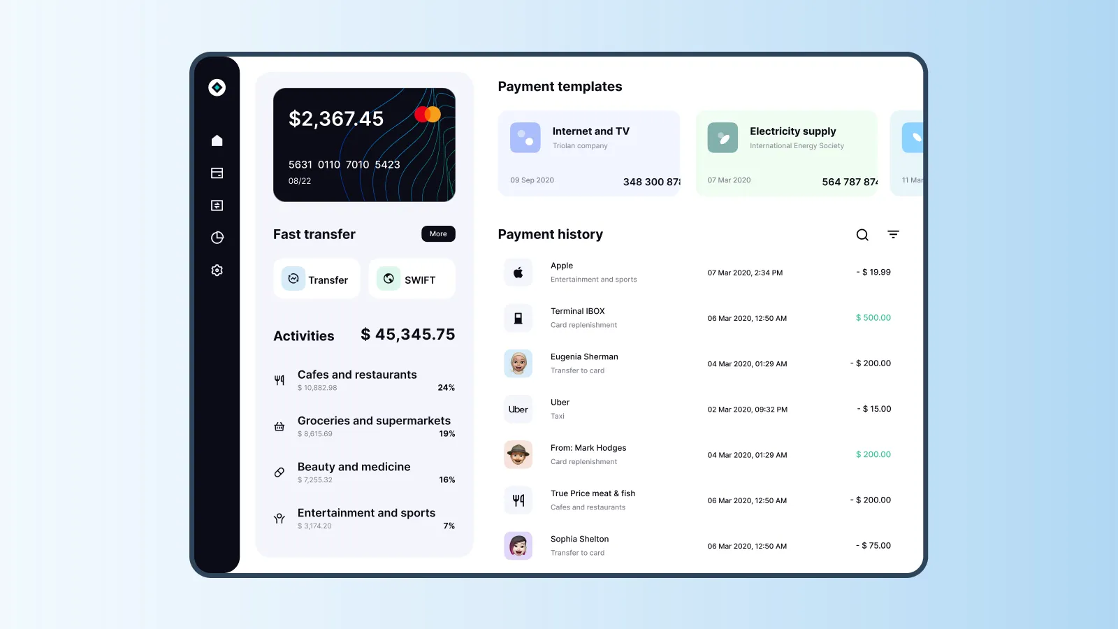 Transaction tracking feature example