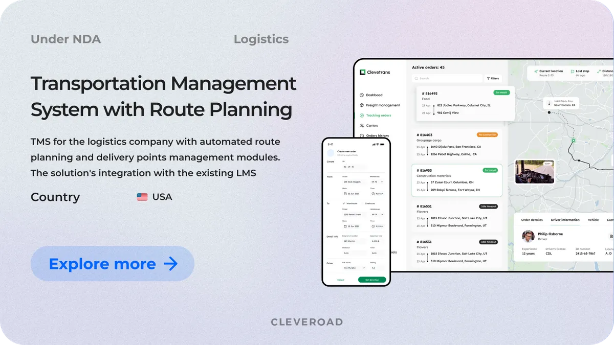Transportation management system created by Cleveroad