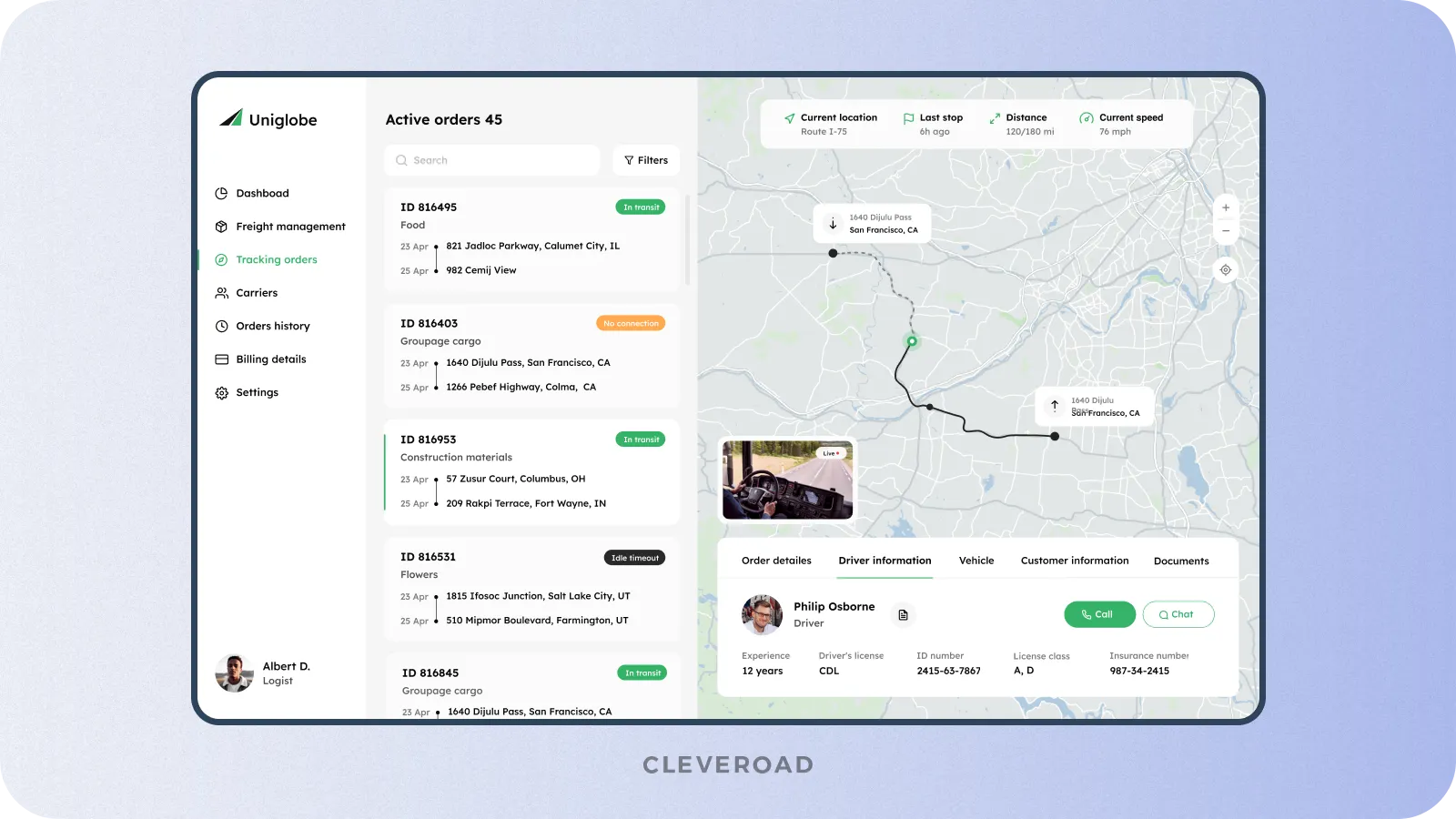 Transportation management system designed by Cleveroad
