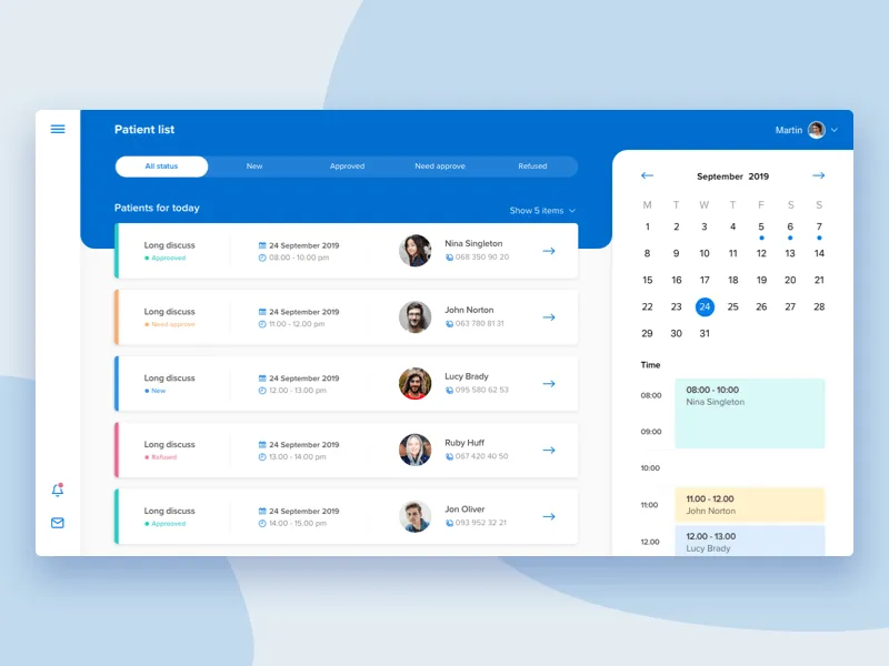 UI concept of CRM for doctors by Cleveroad