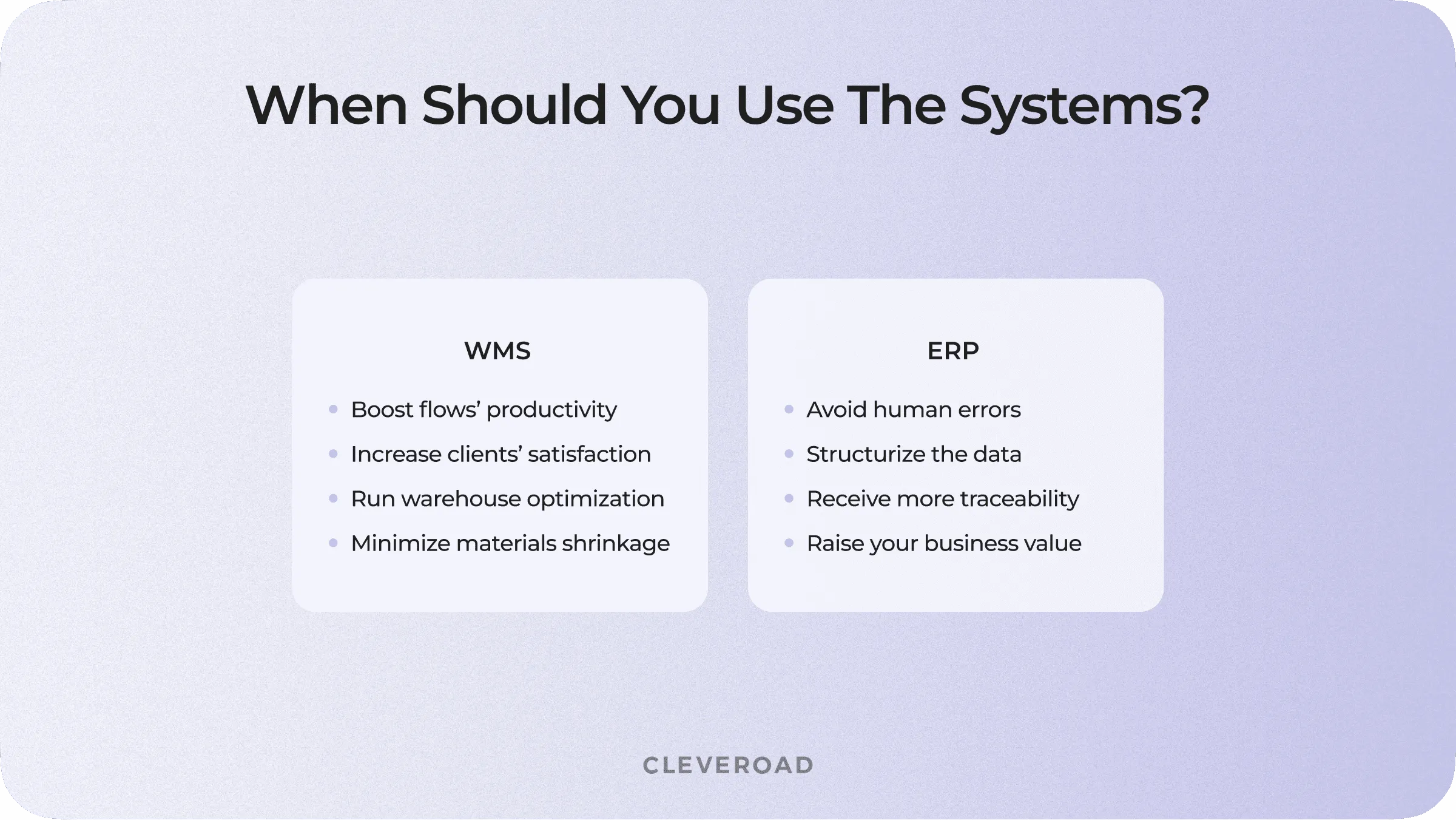 Use cases of WMS and ERP