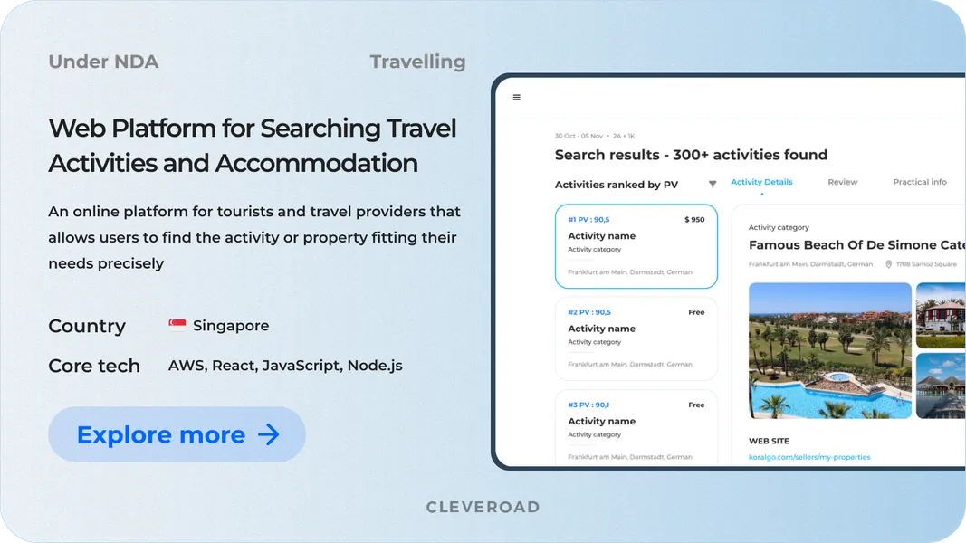 Web Platform for Searching Travel Activities and Accommodation