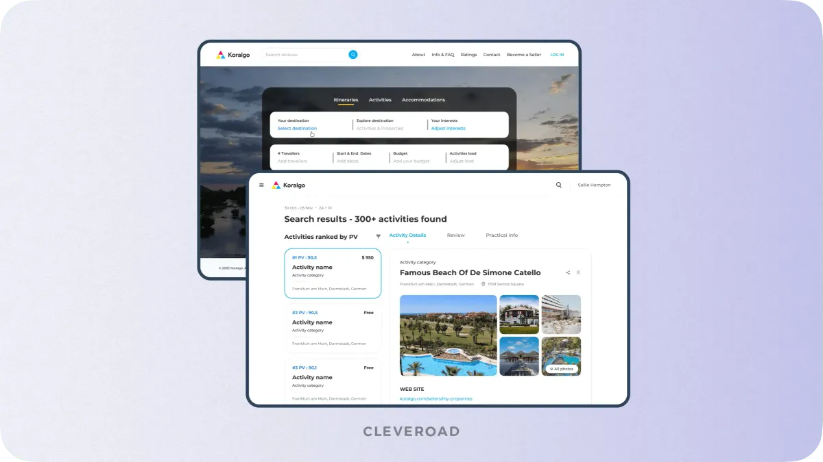 Web platform for tourists and hotel owners designed and developed by Cleveroad