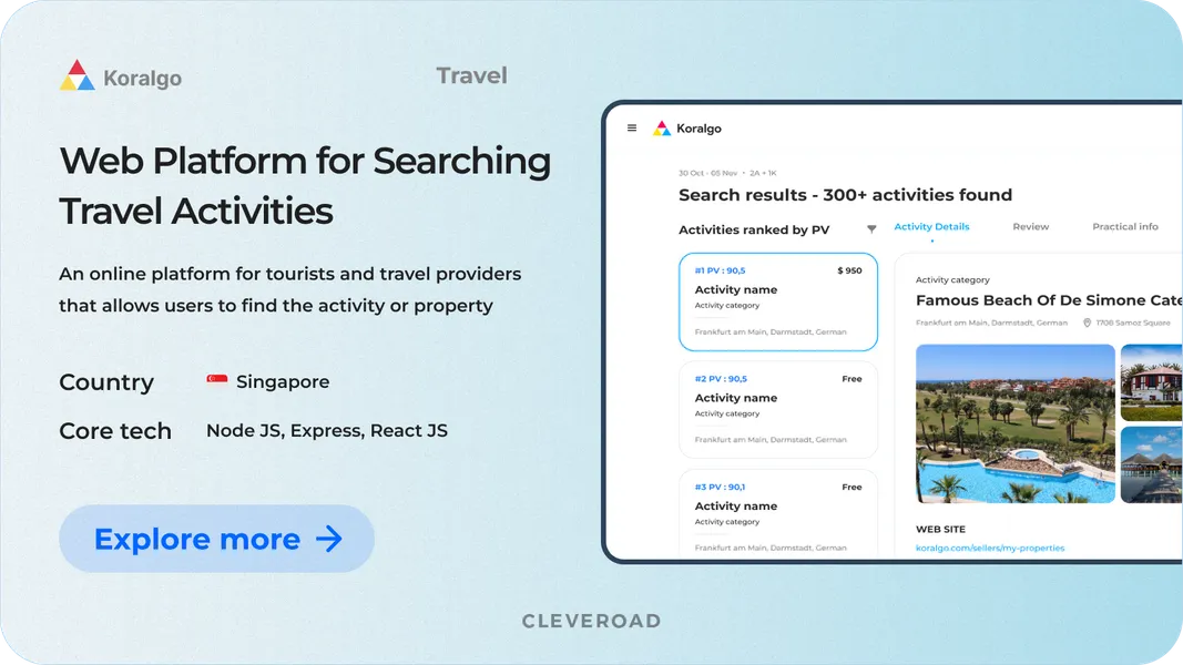 Web Platform for Travel Activities and Accommodation by Cleveroad
