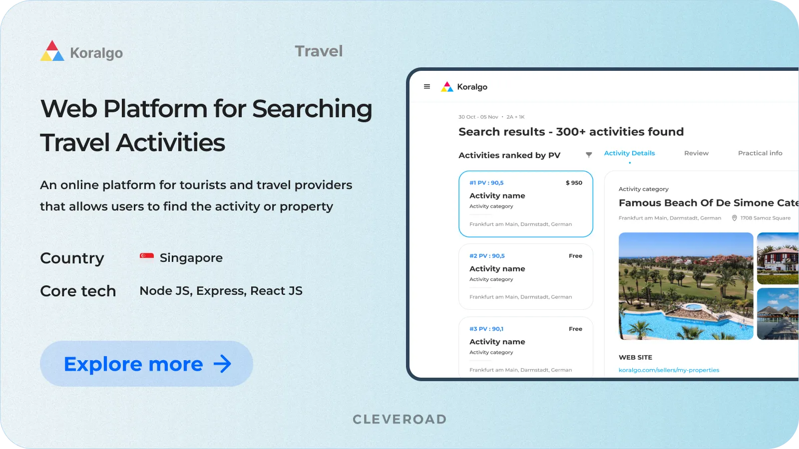 Web Platform for Travel Activities and Accommodation by Cleveroad