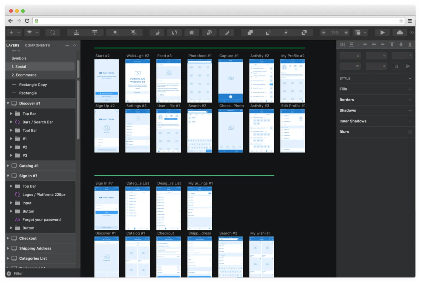 Wireframing with design software