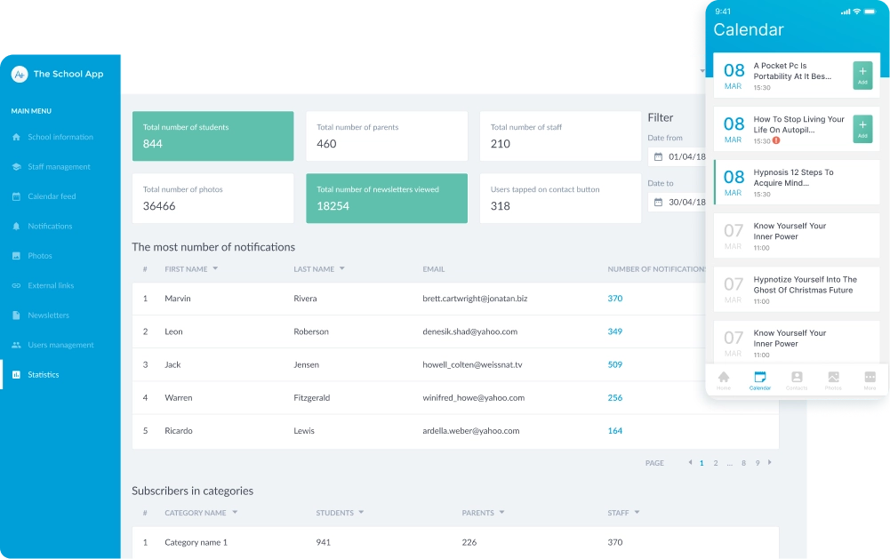 App for administrasjon av skolesamfunn