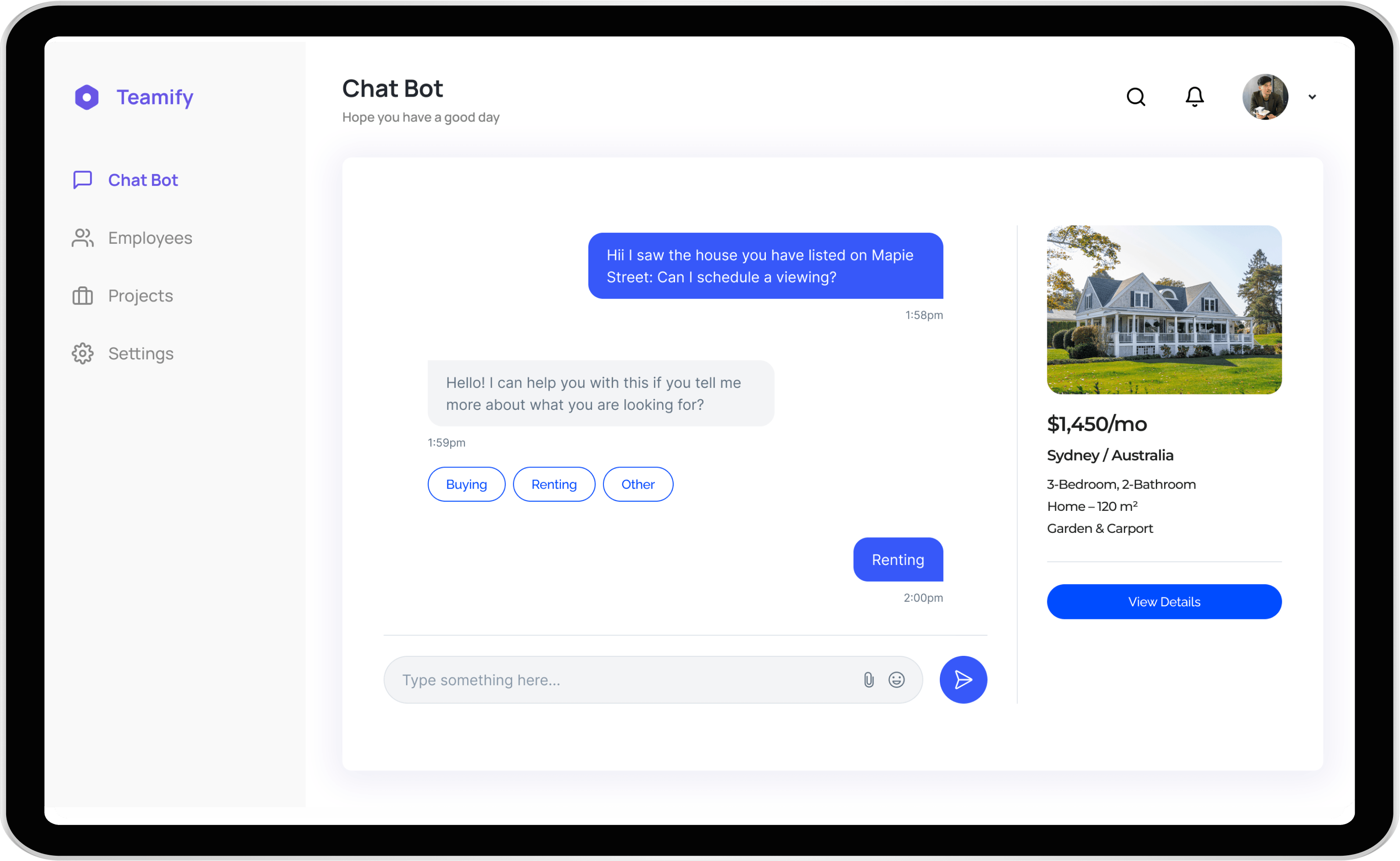 AI-chatbot for kvalifisering av leads innen eiendom